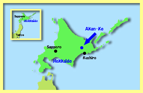 map of Akan-Ko ( Lake ), Hokkaido
