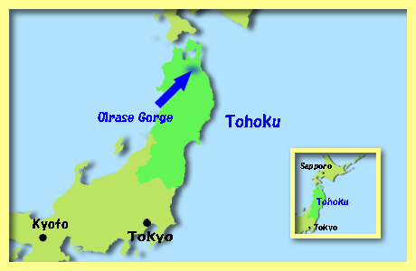 map of Oirase Gorge, Aomori Pref., Tohoku