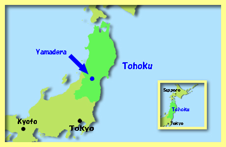 map of Yamadera ( Risshakuji Temple ), Yamagata, Tohoku