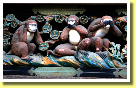 Three Wise Monkeys in Relief, Nikko Toshogu, Tochigi, Kanto