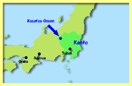 map of Kusatsu Onsen, Gunma, Kanto