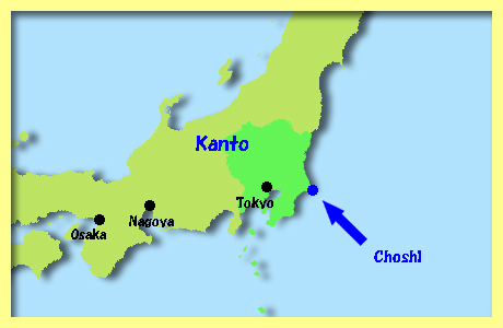 map of Choshi, Chiba, Kanto