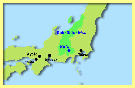 map of Kofu, Yamanashi, Koh-Shin-Etsu