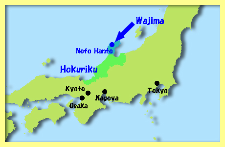 map of Wajima City and Noto Hanto, Ishikawa, Hokuriku