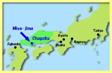 map of Miya-jima, Hatasukaichi, Hiroshima Prefecture, Chugoku