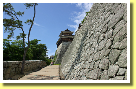 High Stone Walls and Turrets, Matsuyama-jo Castle, Matsuyama City, Ehime Pref., Shikoku