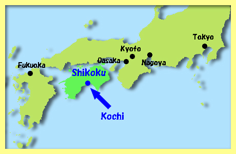 map of Kochi City, Kochi Prefecture. Shikoku