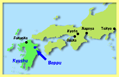 map of Beppu City, Oita Prefecture, Kyushu