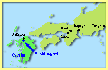 map of Yoshinogari, Saga Prefecture, Kyushu