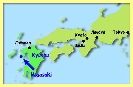 map of Nagasaki City, Oita Prefecture, Kyushu