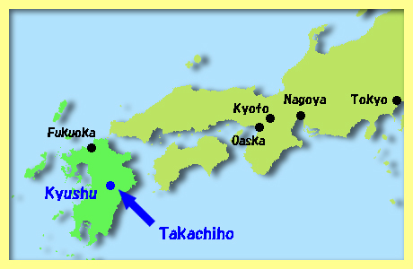 map of Takachiho Town, Miyazaki Prefecture, Kyushu