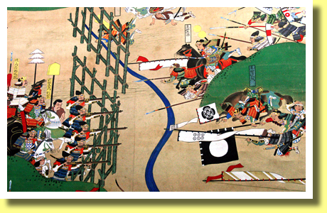 Picture depicting the battle of Nagashino, Nakatsu Castle, Nakatsu City, Oita Pref., Kyushu region